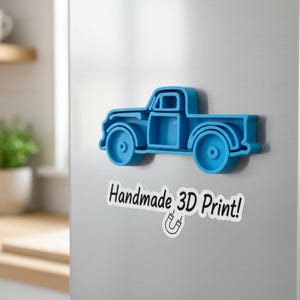 Imán para nevera con forma de coche - Diseño de camioneta azul - Diseño vintage clásico