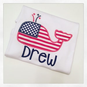 Whale Applique Shirt, Patriotic Whale Shirt, Boys Clothing, Boutique Clothing