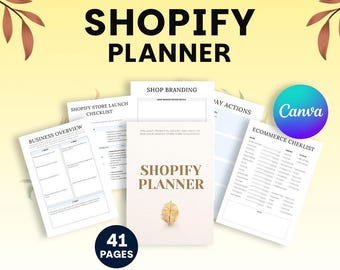 Shopify Planner 2026 | E-Commerce Store Organizer | Sales Marketing Inventory Tracker | Digital Canva Template
