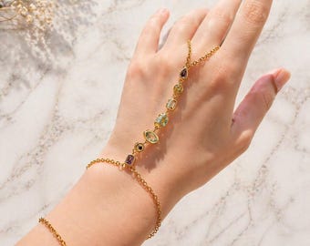 Gold Hand Chain Bracelet – Adjustable Ring Bracelet – Minimalist Boho Jewelry – Elegant Hand Jewelry – Gift for Her