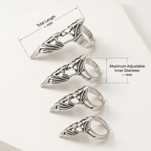 Gothic Claw Ring -Long Metallic Nail Tips for Bold Nail Art Reusable Silver Glossy Finish image 4