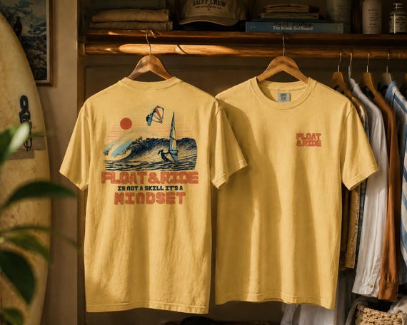 Float & Ride Windsurfing T-Shirt, Retro Surf Tee, Ocean Lover Shirt, Wave Rider Graphic Tee, Windsurfer Gift, Wave Rider Shirt