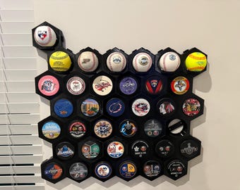 Modular Sports Display Hex Shelf for Hockey Pucks, Baseballs & Ice Cream Helmets