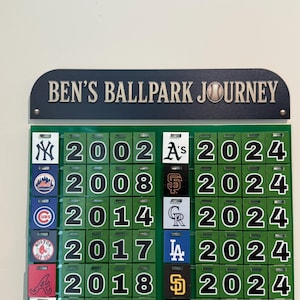 Personalized Baseball Stadium Tracker, 30 Ballpark Visit Display, Custom Baseball Fan Gift image 3