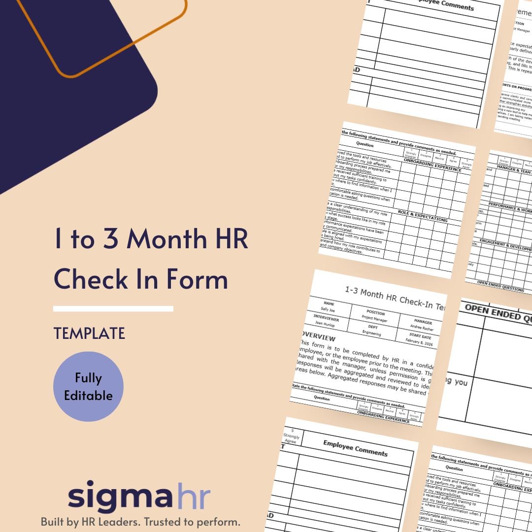 TEMPLATE: 1 to 3 Month HR Check in Form - Fully Editable - Etsy