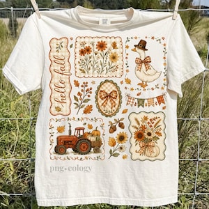 Cottagecore höst PNG trendig sommarvän PNG kusliga vibbar collage sublimering, vintage höstblommig kokett DTF, trendig boutiquedesign