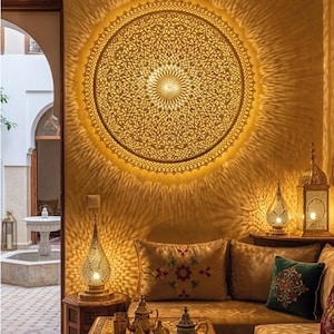 Handgemaakte Marokkaanse koperen wandlamp, ingewikkelde filigraan koperen wandlamp, oosterse schaduwwandlamp, Marokkaanse kunstdecoratie
