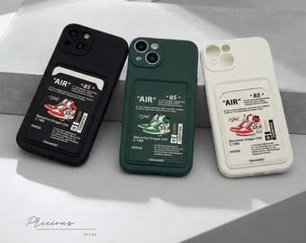 Sneaker iPhone Case with Card Holder, Green Black Basketball Shoe Design