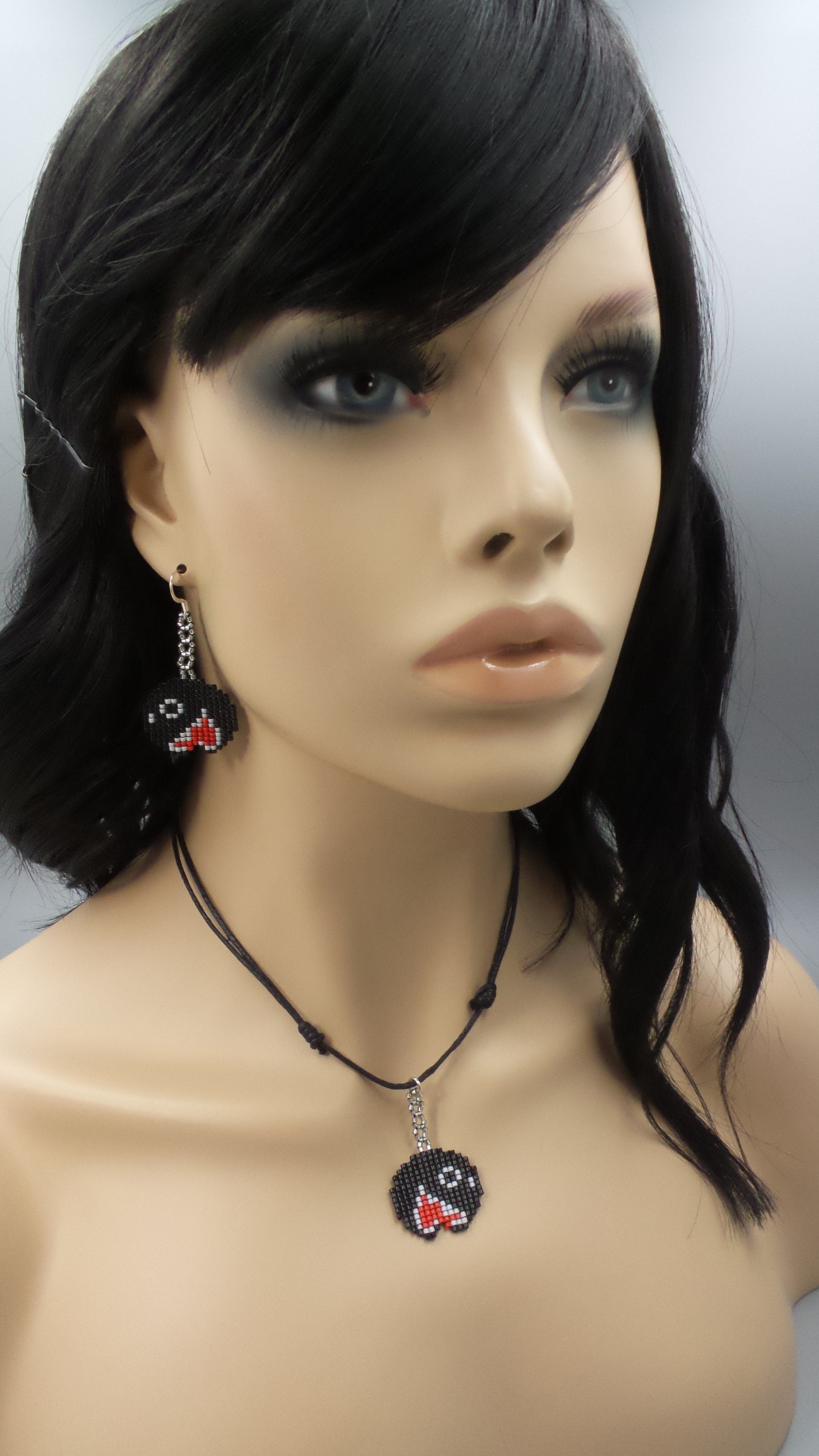 Glass Bead Chain Chomp Earrings Video Game Jewelry Nintendo Etsy