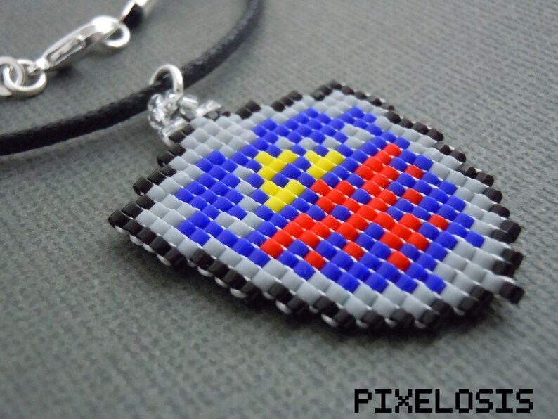 Glass Bead Hylian Shield Necklace Video Game Jewelry Etsy