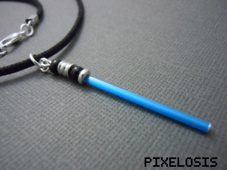Glowy Aqua Lightsaber Necklace Star Wars Jewelry Luke Image 0
