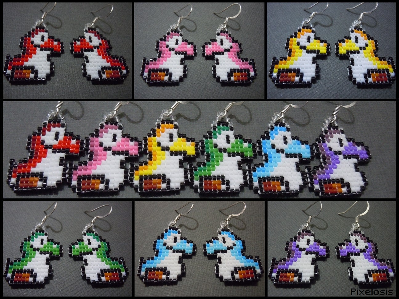 Boucles Doreilles Baby Yoshi Glass Bead Seed Bead Bijoux De Etsy France