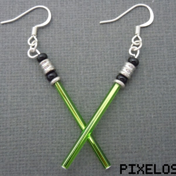 Discontinued Shiny Green Lightsaber Earrings Sale