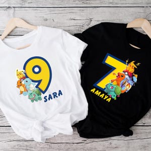 Personalized Pokemon Birthday Shirt, Custom Name Age Tee, Level Up Birthday Trainer Shirt, Kids Gamer Party Shirt