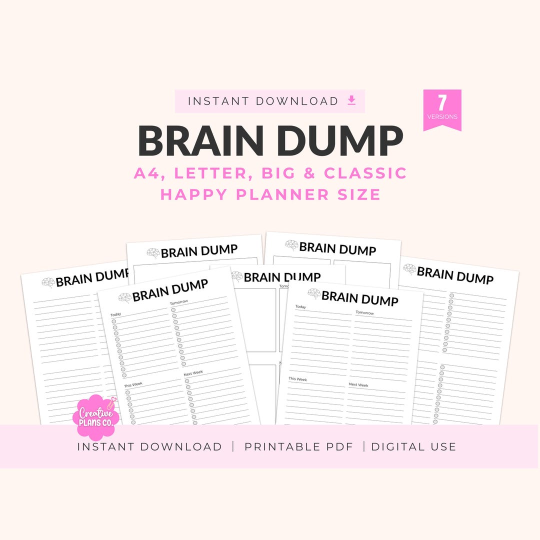 ADHD Brain Dump Printable | Mental Reset Worksheet for Overwhelmed Days ...