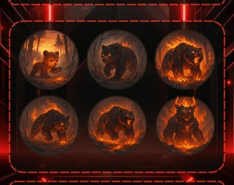 Fire Bear Twitch Badges | Flaming Animal Sub Icons (Digital Download)