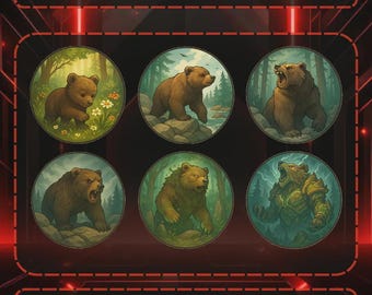 Grizzly Bear Twitch Badges | Subscriber, Bit & Follower Icons (Digital Download)