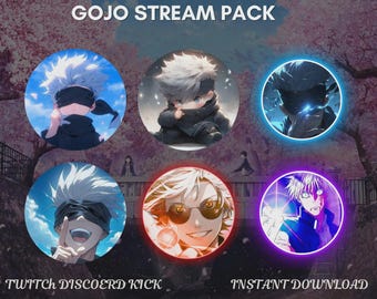 Jujutsu kaisen (JJK) Anime Sorcerer Stream Overlay Pack PNG Twitch Screens Panels Streamer Graphics