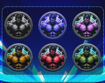 Hulk Inspired Twitch Sub Badges – Superhero Streamer Badge Pack PNG