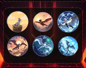 Sky Hunters Twitch Badges – Fantasy Dragon Streamer Icons (Digital Download)