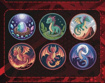 Dragon Twitch Sub Badges | Fantasy Streamer Icons (Digital Download)