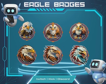Eagle-Themed Twitch Subscriber Badges – Bold Bird Icons for Streamers (Digital Pack)