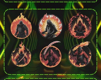 Fire Hero Twitch Sub & Bit Badges PNG | Flame Streamer Icons | Digital Download Badge Pack