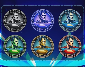 Superman Style Twitch Sub Badges – Superhero Streamer Icons PNG