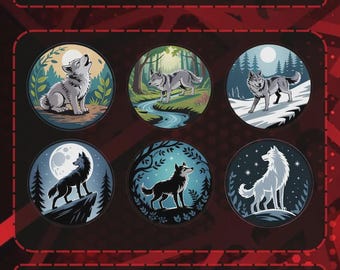 Wolf Twitch Sub Badges, Streamer Icons (Digital Download)