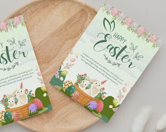 Easter Card – Bunny, Eggs, Floral Design (Digital Download)