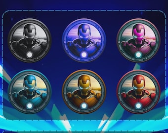 Iron Man Twitch Sub Badges PNG – Superhero Streamer Badge Pack (PNG Downloadable Files)