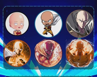 Saitama Twitch Badges | One Punch Man Anime Streamer Icons (Digital Download)
