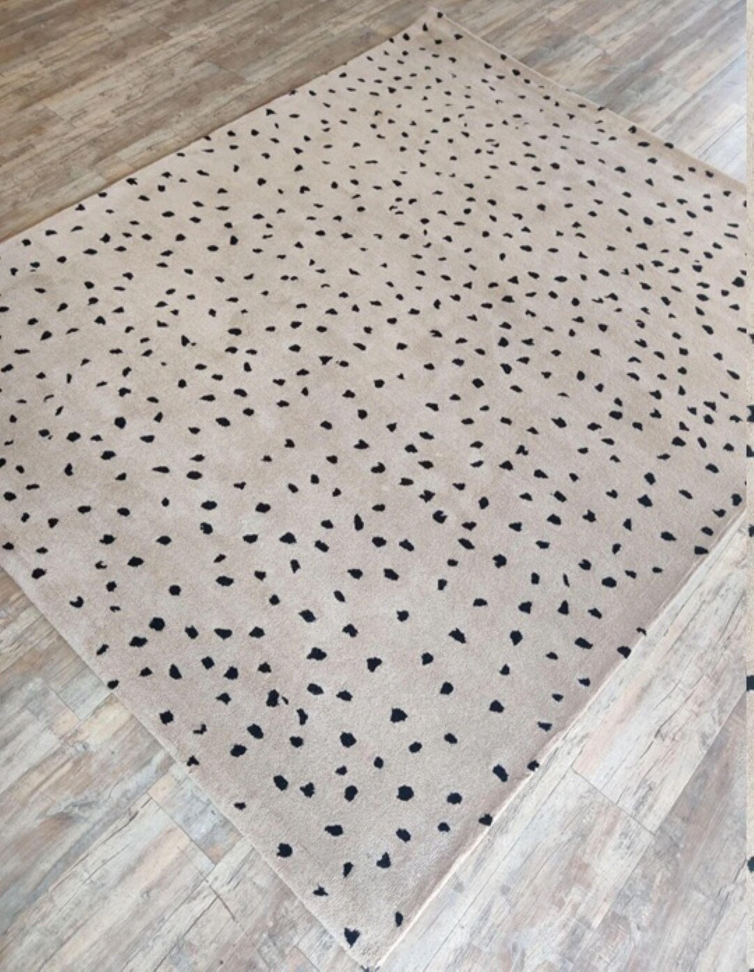 Spots Rug Square Handmade Tufted Wool Rug: Beige With Black Spots - Etsy