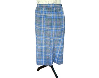 Blue Plaid Skirt Size 18 Vintage PENDLETON Women's  100% Virgin Wool USA