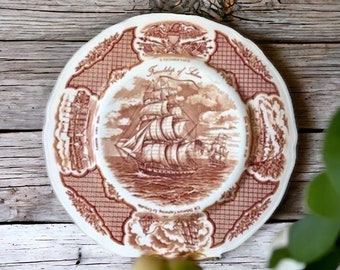 Vintage Alfred Meakin “Friendship of Salem” Copper Transferware Collectible Dinnerware Made in Staffordshire England