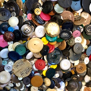 Vintage Button Lot, Random Lot of Buttons, Mixed Bag of Buttons, Miscellaneous Colors, Plastic, Metal, Shell, Perfect for Craft Projects image 1