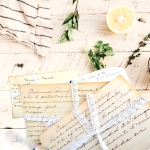 Original Vintage Handwritten & Typed Recipe Cards, Wedding Gifts, Scrapbooking, Collage, Mixed Media, Set of Ten (10)