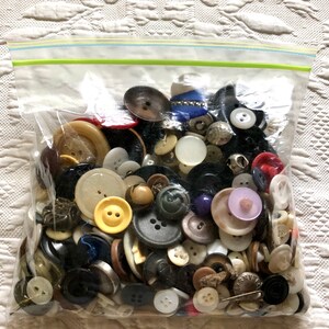 Vintage Button Lot, Random Lot of Buttons, Mixed Bag of Buttons, Miscellaneous Colors, Plastic, Metal, Shell, Perfect for Craft Projects image 2
