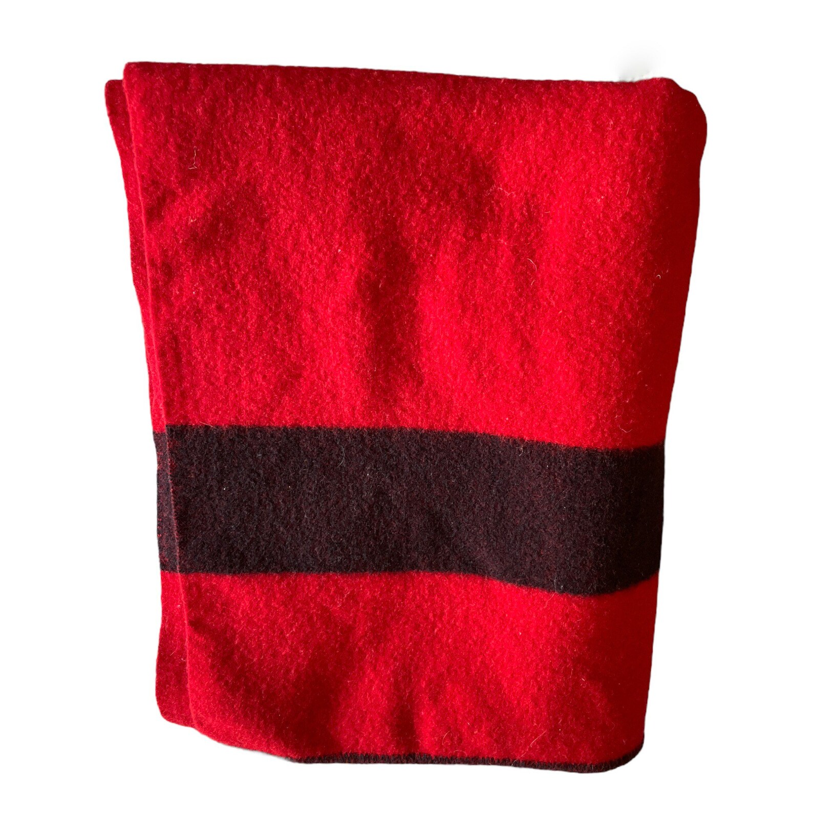 Vintage 100 Wool Red Blanket with Black Stripe Etsy