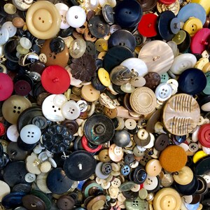 Vintage Button Lot, Random Lot of Buttons, Mixed Bag of Buttons, Miscellaneous Colors, Plastic, Metal, Shell, Perfect for Craft Projects image 3