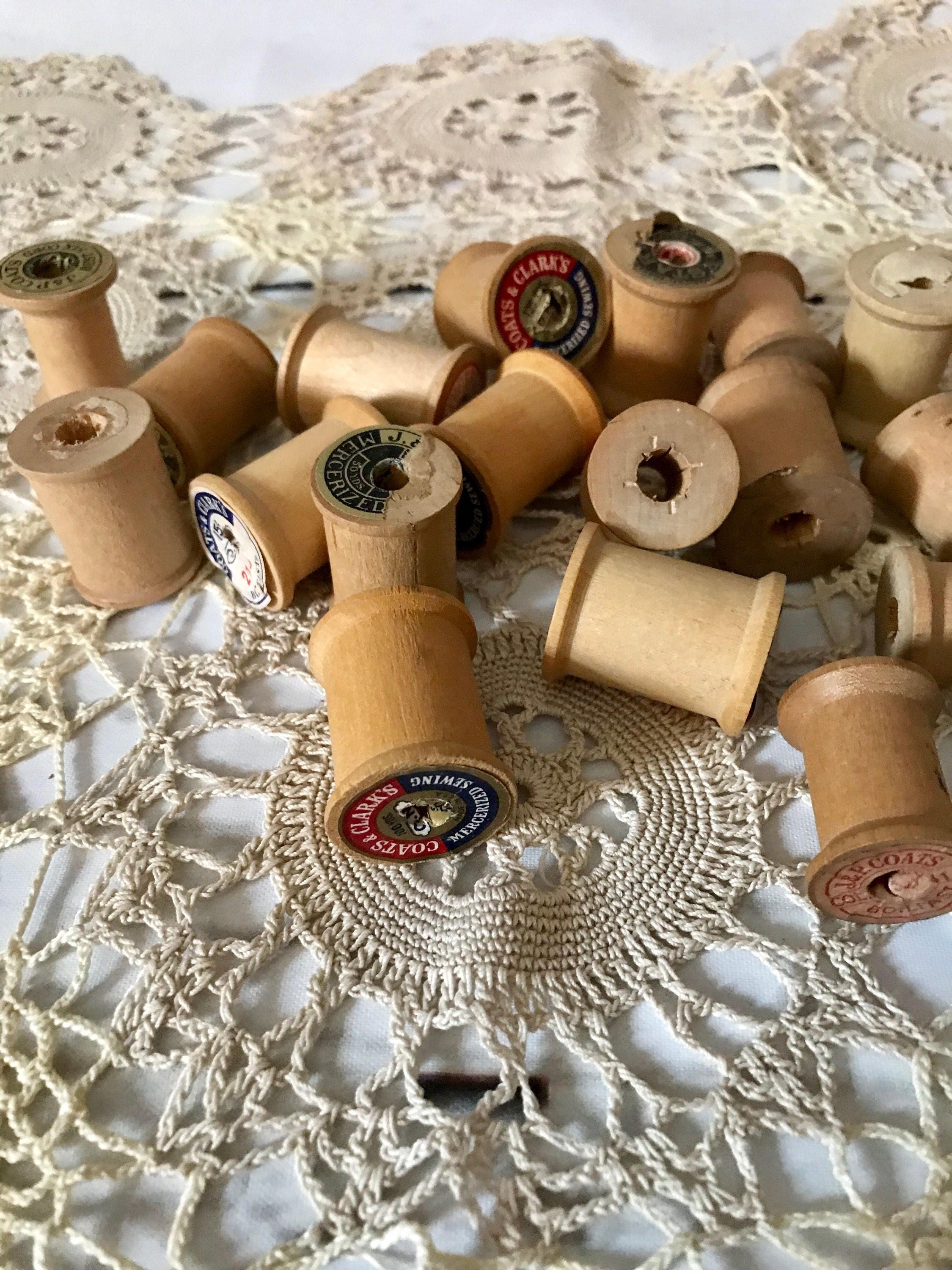 Vintage Wooden Spools, 10 Wooden Spools, Craft Supplies, Farmhouse - …
