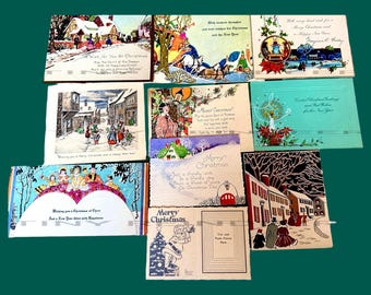 Digital Ten Vintage Christmas Card Fronts Christmas Ephemera Vintage XMAS Graphics Christmas Digital Images