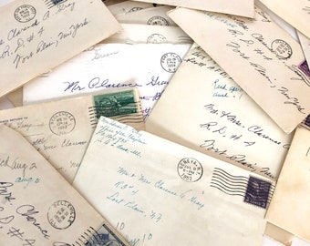 Set of 6 Vintage Handwritten Stamped Envelopes Late 40s-80s Great for Scrapbooking Altered Art Journals Decoupage Crafts