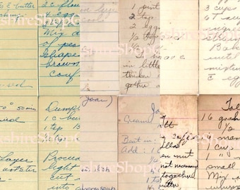 Vintage Handwritten Recipe Card Collection: Printable Collage Sheets (Digital Download)