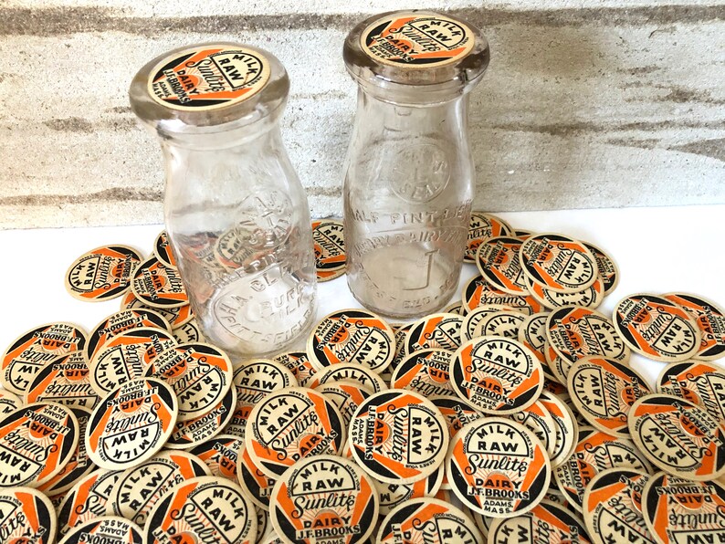 Vintage Milk Bottle Lids New Old Stock Sunlite Dairy Adams Etsy