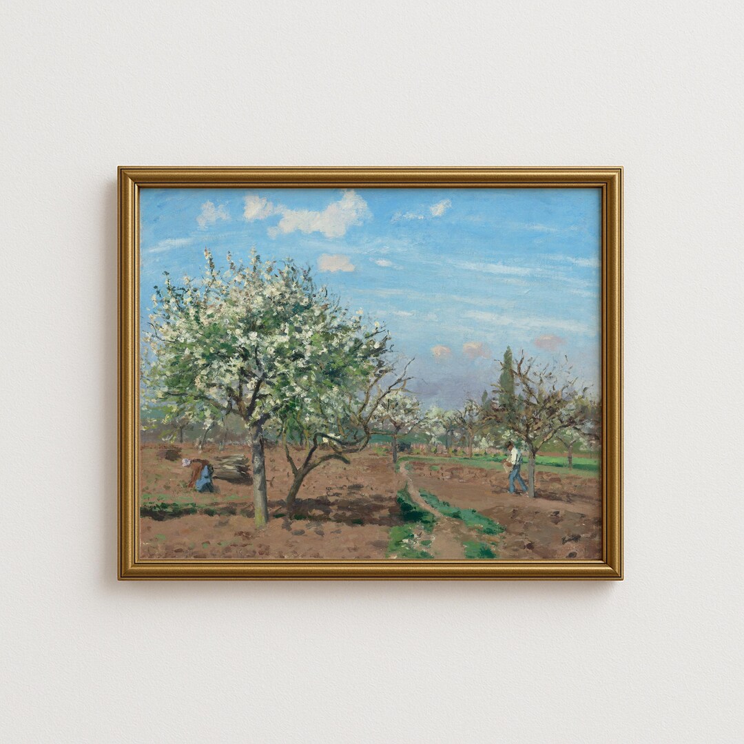 Vintage Pissarro Orchard Print, Spring Apple Blossom Wall Art, Antique ...