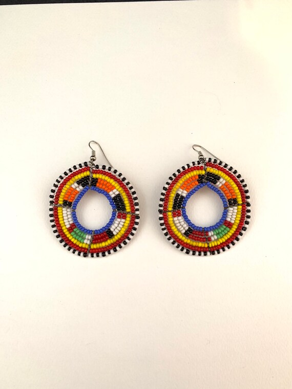 Kenyan Masai beaded earrings-African beaded earri… - image 7