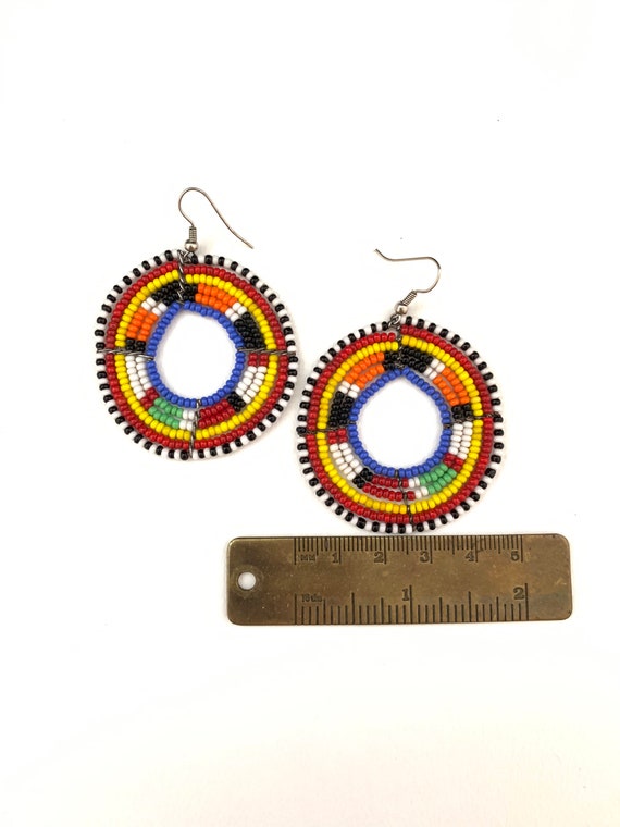 Kenyan Masai beaded earrings-African beaded earri… - image 3