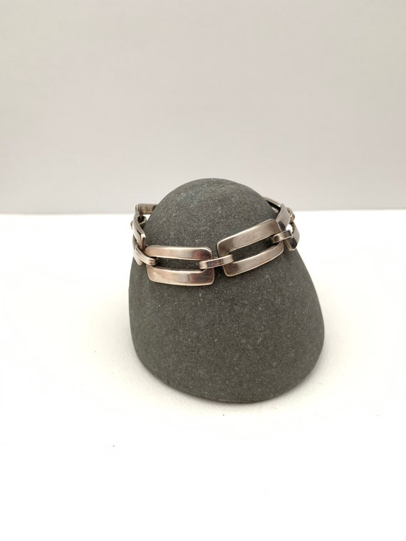 Hand made sterling silver link bracelet. Artisan … - image 3