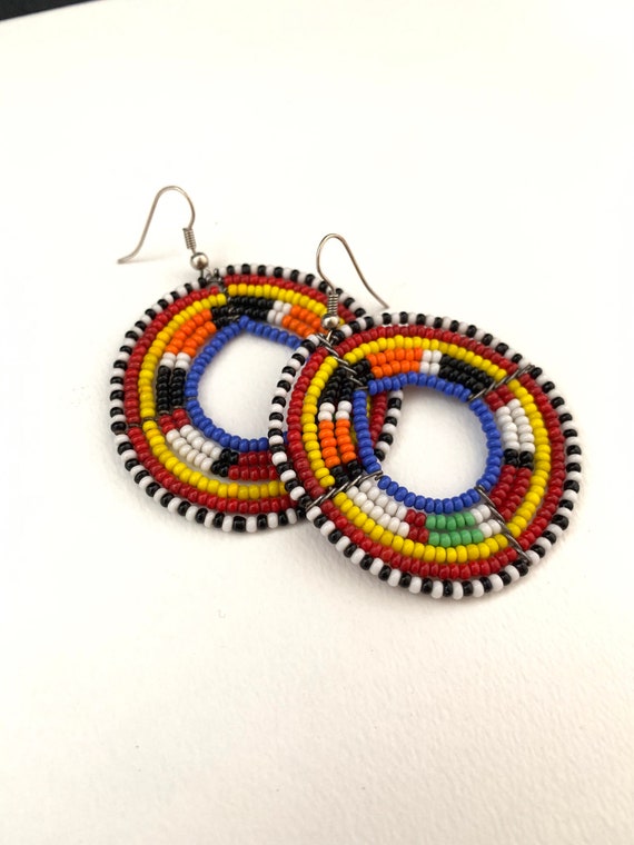 Kenyan Masai beaded earrings-African beaded earri… - image 9